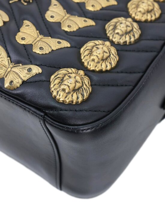 GUCCI  GG Marmont Animal Studs Leather Backpack Black 476671
